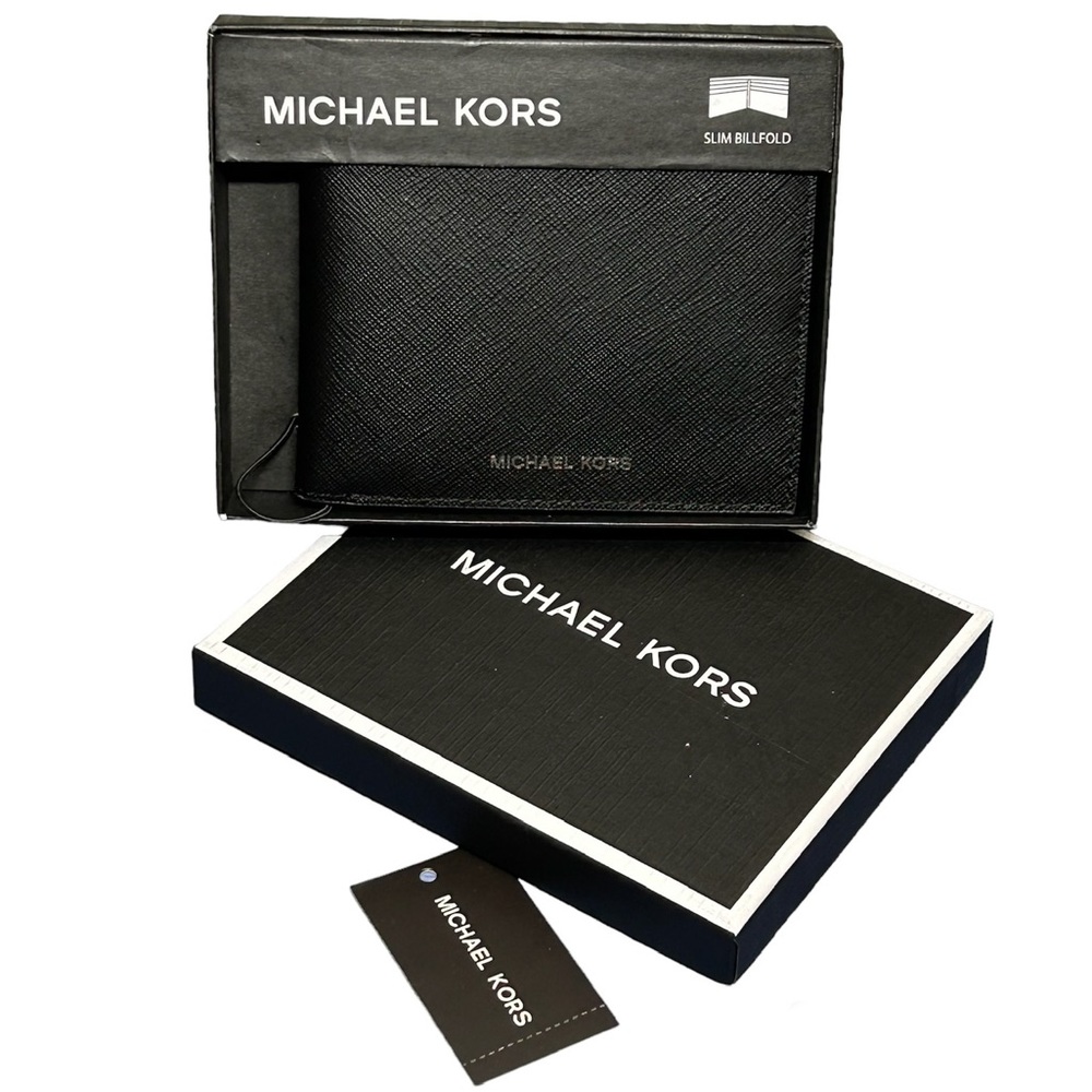 New Michael Kors Men’s Slim Billfold Bi-Fold Wallet Andy Black 86F2SANF5V NWT